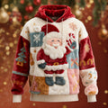 Comstylish Cute Santa Claus Patchwork Holiday Plush Hoodie For Men
