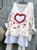Comstylish Halloween Bleeding Heart Inspired Beaded Linen Blend Tunic