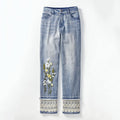 Comstylish Floral Embroidered Lace Patchwork Art Inspiration Design Jeans