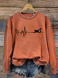 Funny Heart Black Cat Print Sweatshirt elevenforest