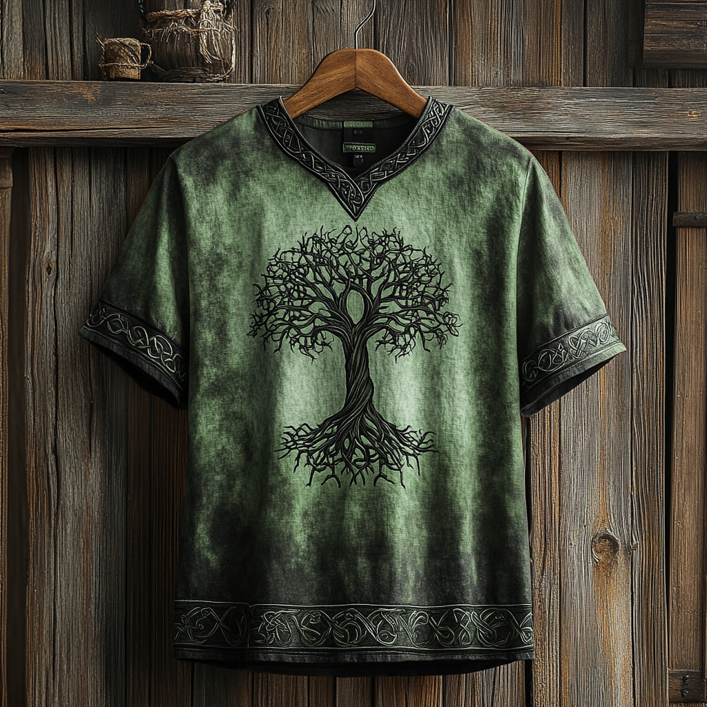 Men's Viking Celtic Knot Art Linen V-neck T Shirt artswardrobe