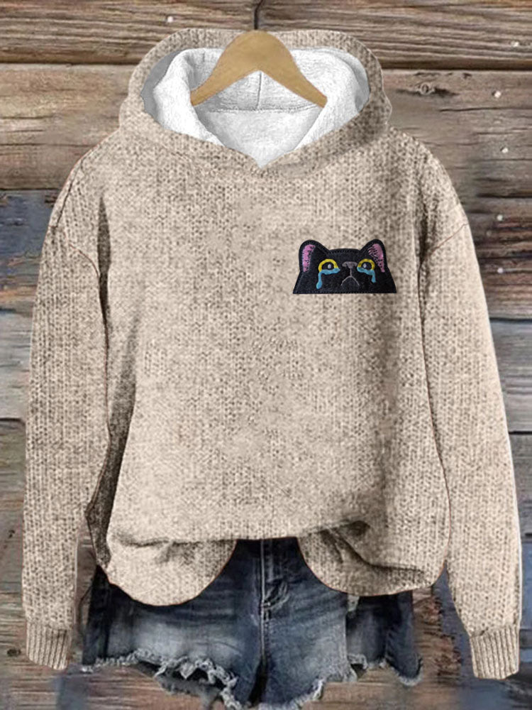 Comstylish Women's Casual Funny Black Cat Print Hoodie