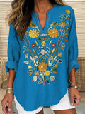 Ukrainian Folk Floral Embroidered Linen Blend Tunic artswardrobe