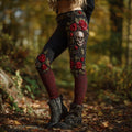 Women's Vintage Skull And Rose Pattern Comfortable Leggings artswardrobe