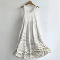 Cottage Floral Lace Embroidered Flowy Linen Tank Dress artswardrobe