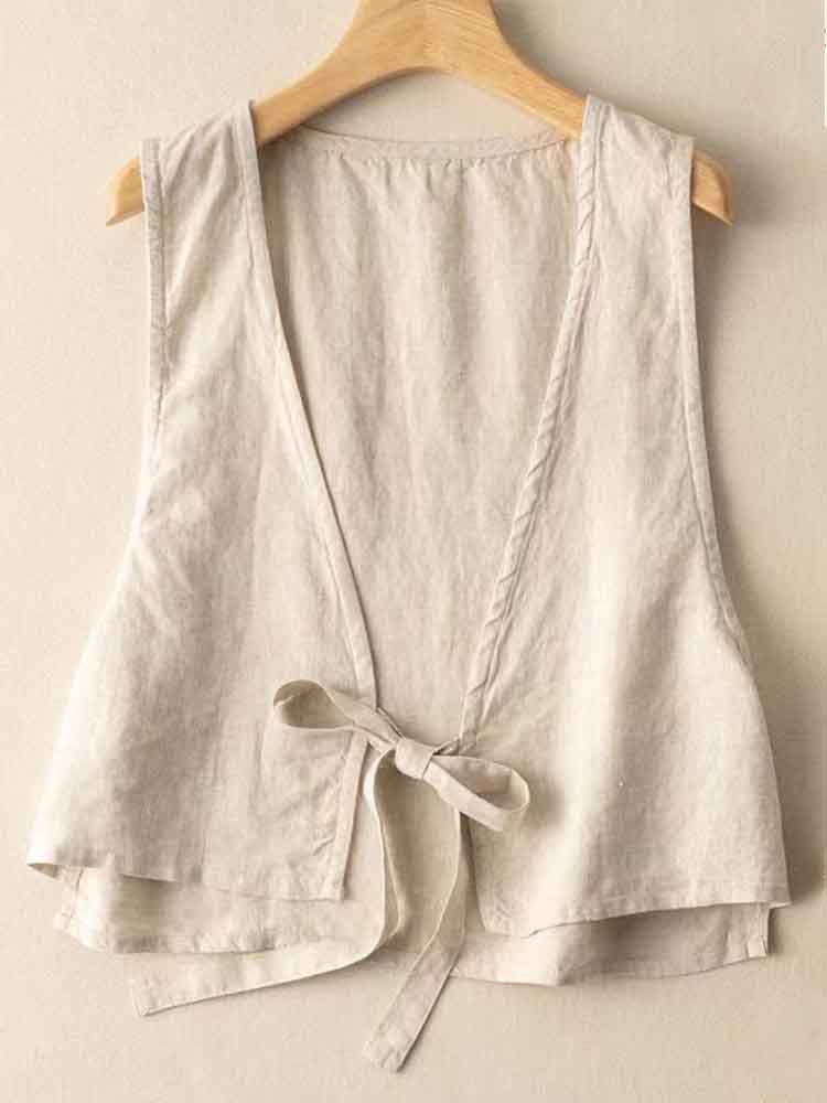 Women's Simple Versatile Linen Blend Casual Vest artswardrobe