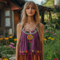 Vintage Floral Embroidery Pattern Women's Vest artswardrobe