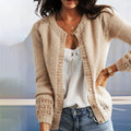 Vintage Solid Long Sleeve Cardigan elevenforest