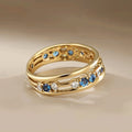 Gold & Blue Zirconia Ring
