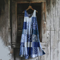 Vintage Patchwork Art Linen Tank Dress artswardrobe