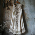 Vintage Tribal Celtic Knot Lace Art Linen Tank Dress artswardrobe