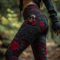 Women's Vintage Sugar Skull And Rose Pattern Comfortable Leggings artswardrobe