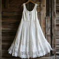 Vintage Floral Lace Art Linen Tank Dress artswardrobe