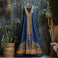 Egyptian Hieroglyphic Print Women's Linen Vest Maxi Dress artswardrobe