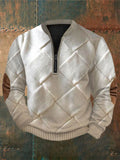 Men's Western Vintage Print Plush Stand Collar Zip Sweatshirt elevenforest