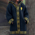 Women's Ancient Greek Mythology Jacquard Knit Comfort Hooded Cardigan artswardrobe