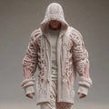 Men's Retro Muscle Knit Jacquard Warm Sweater Long Cardigan artswardrobe