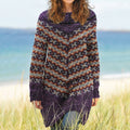 Purple Awareness Floral Fairman Island Long-Sleeve Wool Midi Dress elevenforest