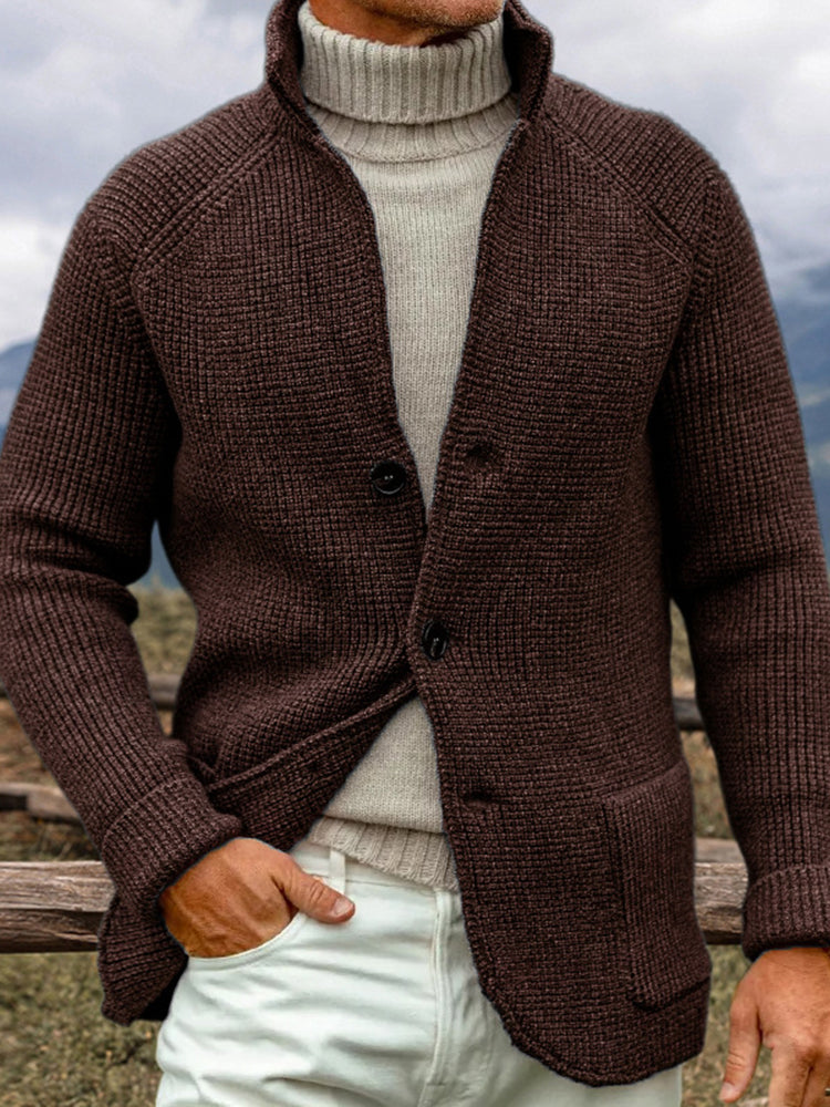 Men's Vintage Solid Color Cozy Sweater Cardigan artswardrobe