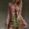 Comstylish Women's Halloween Witch Gradient Art Knitted Dress