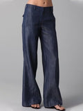 Women's Retro Solid Pocket Casual Pants