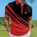 Men's Geometric Canada Hockey 2025 Canada Flag Inspired Print  Buttons Polo Shirt elevenforest