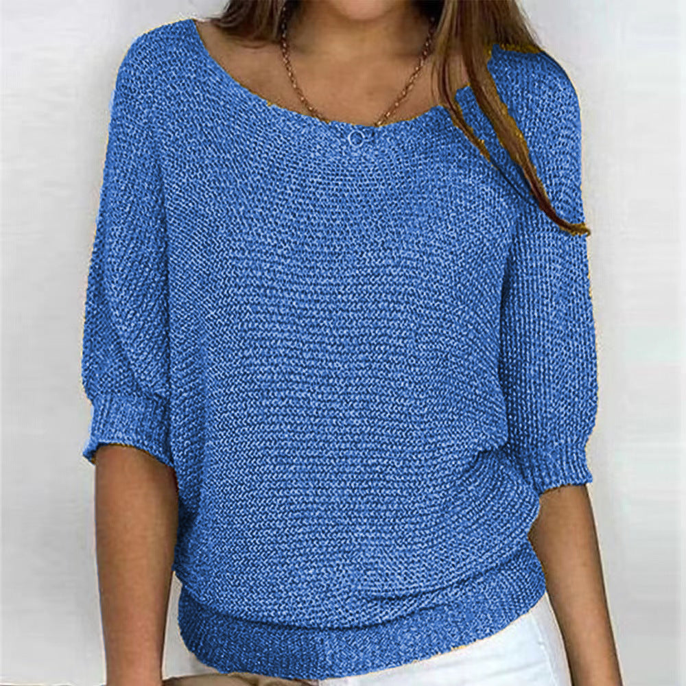 Vintage Solid Color V Neck Comfy Sweater elevenforest