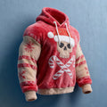 Comstylish Men's Fun Christmas Skull Flannel Hoodie