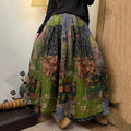 Women's Vintage Floral Patchwork Art Pattern Cotton Skirt artswardrobe