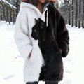 Comstylish Vintage Black Cat Art Cozy Knit Hooded Cardigan