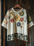 Vintage Ethnic Lace Floral Linen Men's T-shirt artswardrobe