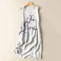 Vintage Lovely Purple Plum Blossom Art Pattern Casual Midi Dress artswardrobe