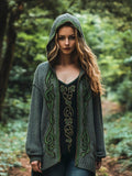 Irish Floral Embroidery Women's Hooded Cardigan elevenforest