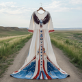 Women's Bald Eagle And Tribal Pattern Cotton And Linen Dress artswardrobe