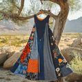 Women's Vintage Floral With Polka Dot Art Tank Dress artswardrobe