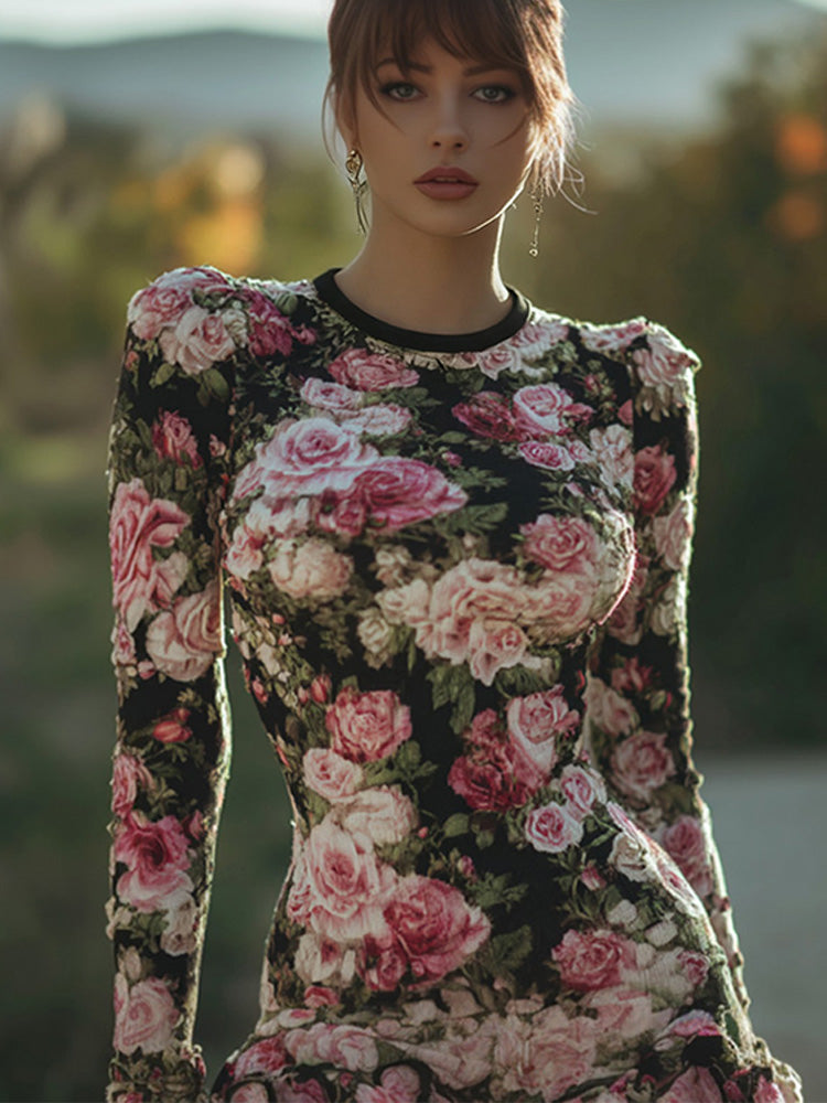 Comstylish Women's Vintage Floral Print Dress