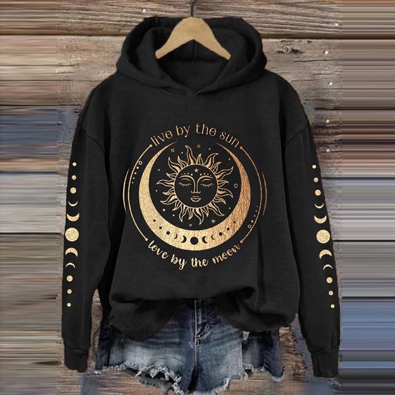 Comstylish Women's Vintage Live By The Sun Love By The Moon Hoodie
