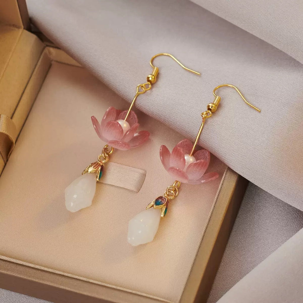 Comstylish Vintage Alloy Pearl Rose Earrings
