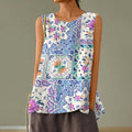 Women's Vintage Paisley Floral Art Cotton And Linen Tank Top artswardrobe