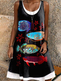 Women's Vintage Fish Art Print Dress