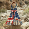 Women's Vintage Independence Day Flag Short Dress artswardrobe