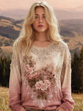 Boho Floral Lace Print Women's Casual Linen Shirt artswardrobe