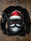 Comstylish Men's Christmas Spooky Santa Face Cozy Plush Sweatshirt