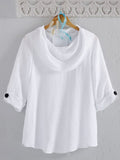 Women's Casual Solid Color Half Sleeve Loose Solid Color Linen Top