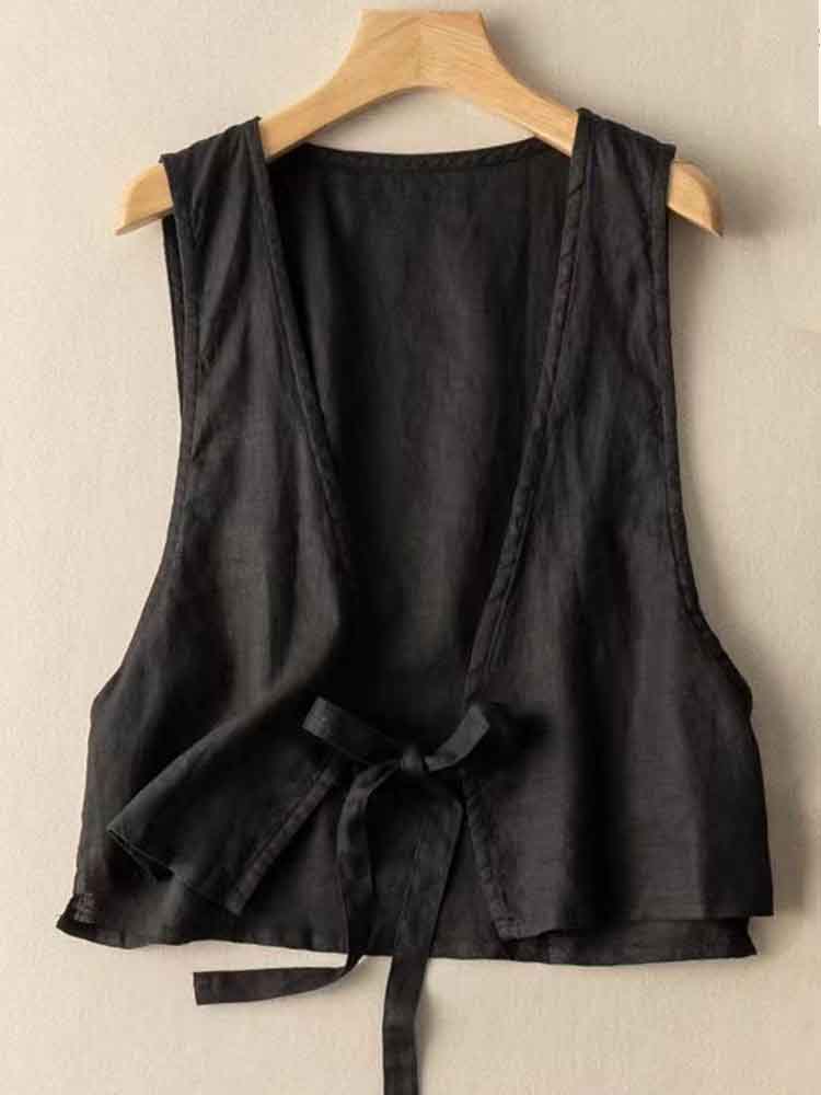 Women's Simple Versatile Linen Blend Casual Vest artswardrobe