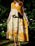 Vintage Japanese Art Pattern Comfy Linen Dress artswardrobe