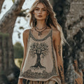 Vintage Tribal Tree Of Life Print Sleeveless Tank Top artswardrobe