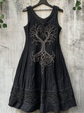 Vintage Tree Of Life Celtic Embroidered Linen Dress artswardrobe
