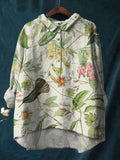 Ethnic Bird Flower Print Cotton And Linen Shirt