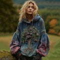 Women's Tree Of Life Gradient Art Comfort Warm Hoodie artswardrobe